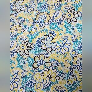 Floral Paisley Print Cotton Fabric in Teal, Yellow & White By The Yard